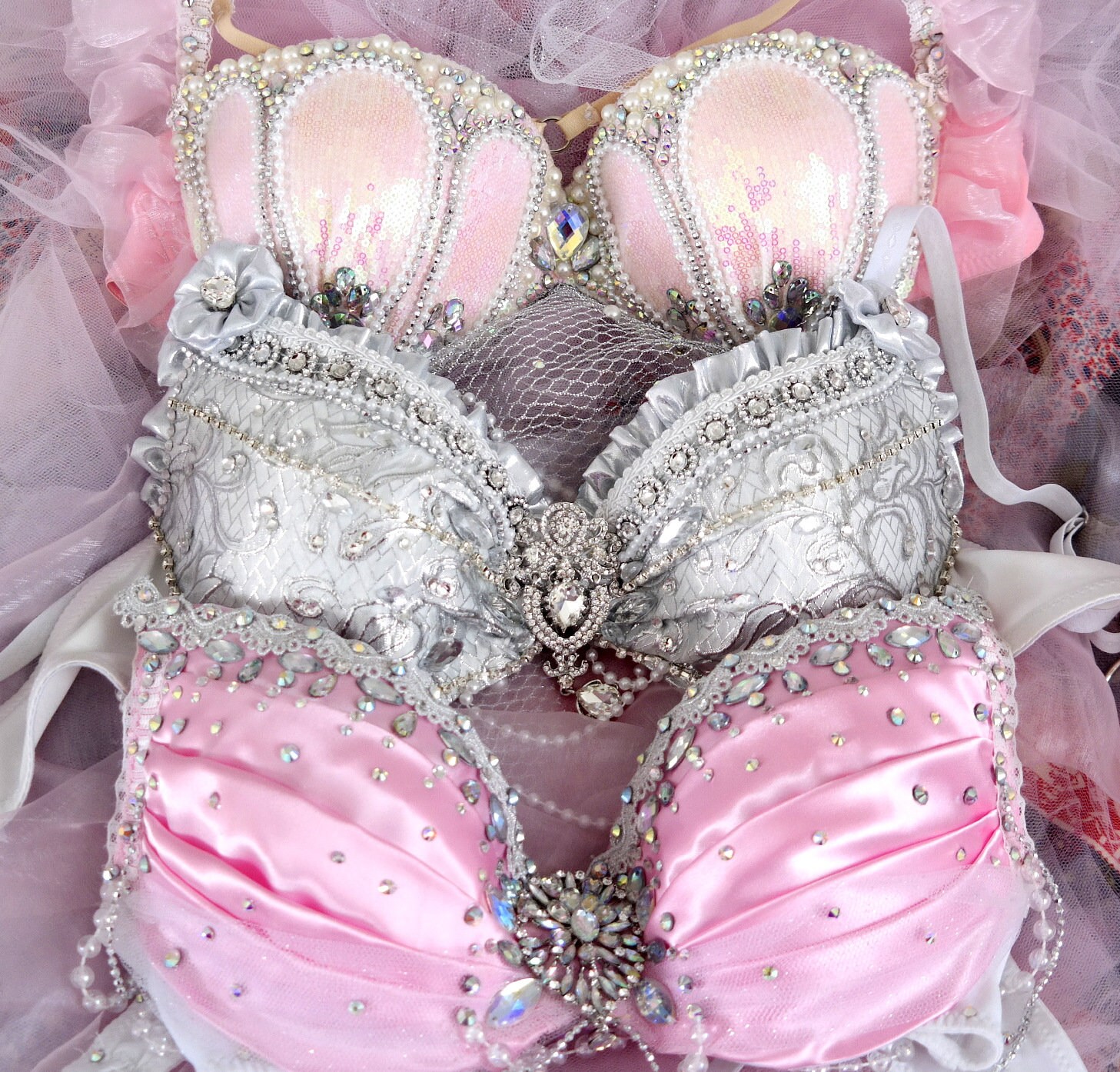 White Rave Bra Diamond Princess Costume Crystal White Winter Etsy