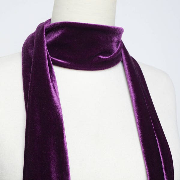 Purple Velvet Skinny Scarf, Skinny Scarf Velvet, Velvet Scarf, Necktie, Neck Scarf, Headband, Turban, Autumn Gift Scarf