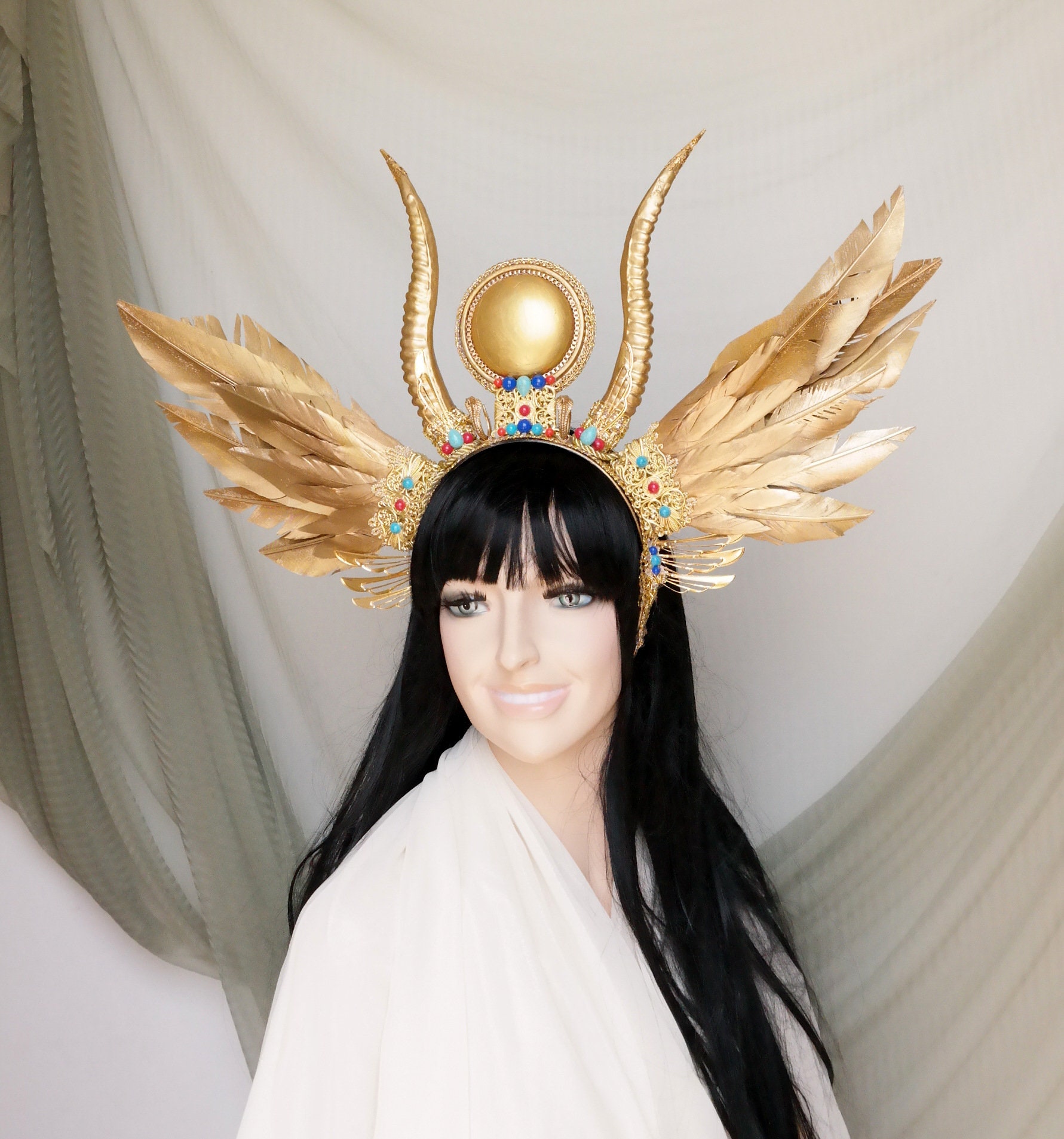 Egyptian headpiece Egyptian Goddess Crown Gold Headdress | Etsy