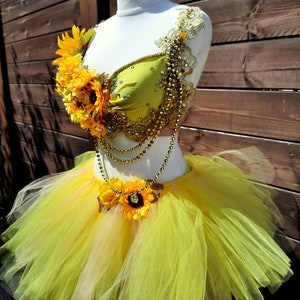 Adult Fairy Costume, Yellow Fairy Bra and Tutu, Fairy Rave Bra and Tutu ...