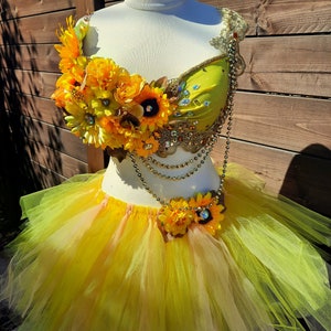 Adult Fairy Costume, Yellow Fairy Bra and Tutu, Fairy Rave Bra and Tutu ...