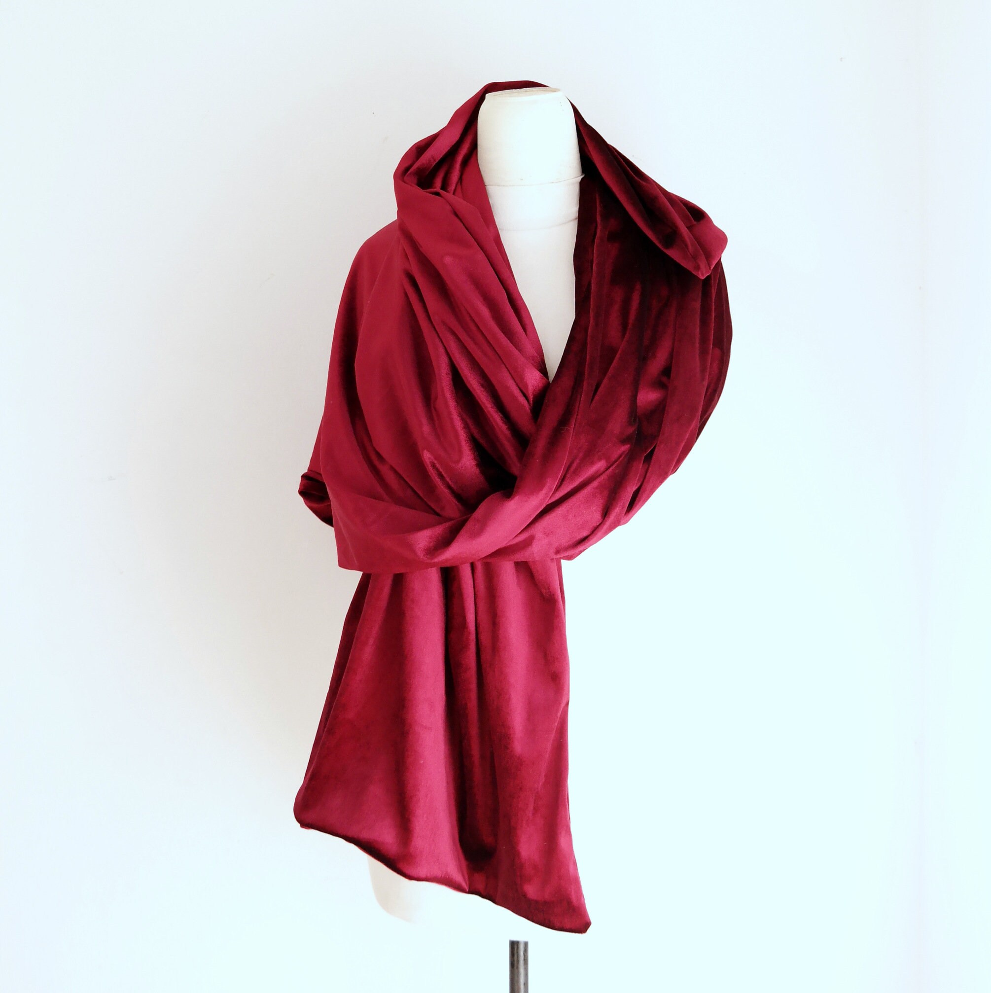 burgundy velvet shawl
