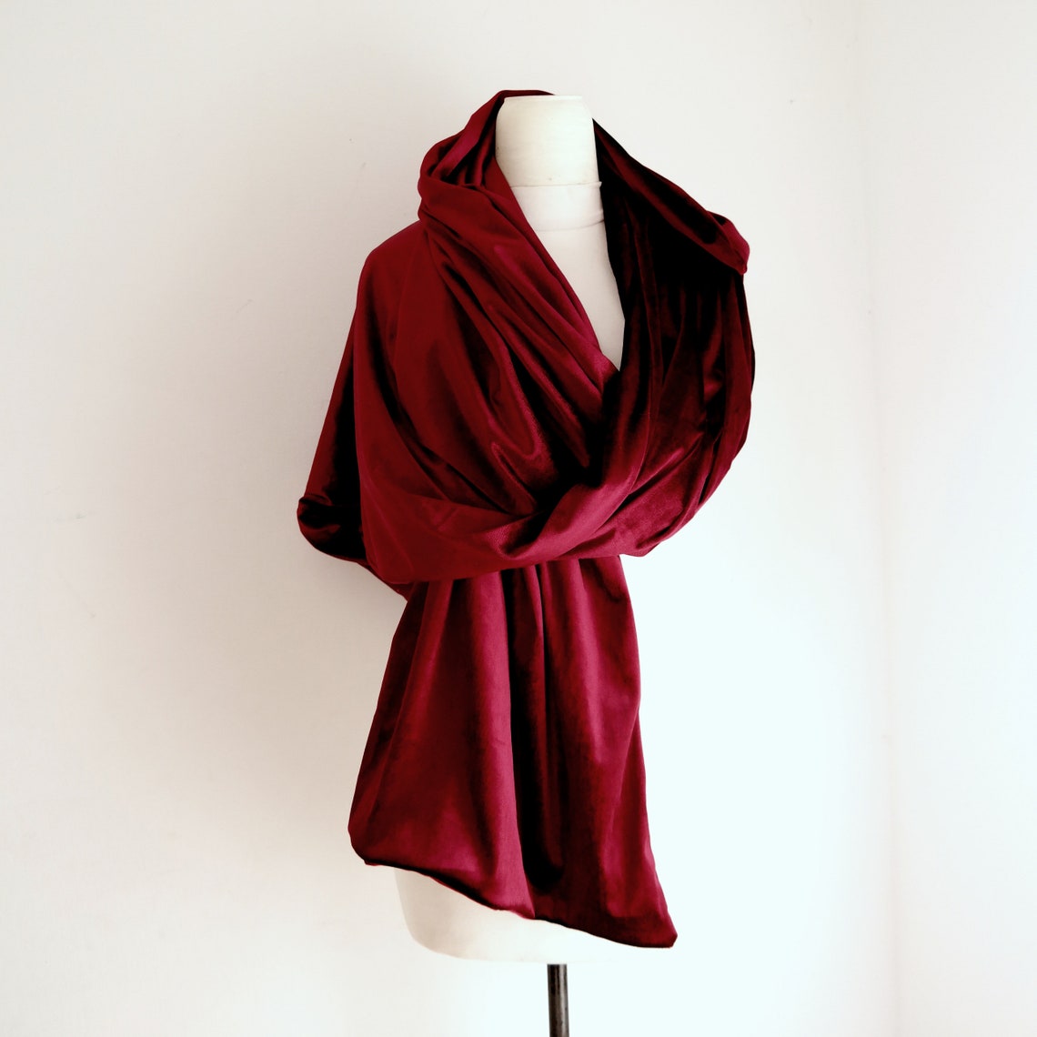 Burgundy Velvet Shawl 3 Sizes Availale Red Velvet Shawl Etsy