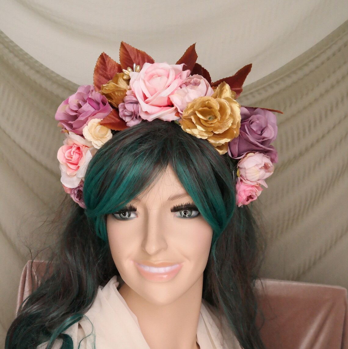 Fairy Flower Crown Pink Floral Headpiece Pink Flower Crown Etsy