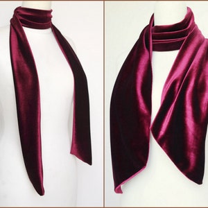 Velvet Scarf, Burgundy Velvet Scarf, Skinny Scarf Velvet, Scarf Headband, Necktie, Neck Scarf, Headband, Turban, stocking stuffers for women