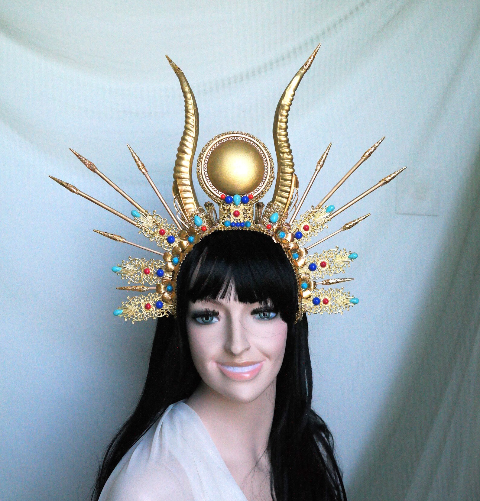 Egyptian Headpiece Egyptian Goddess Crown Gold Headdress Etsy