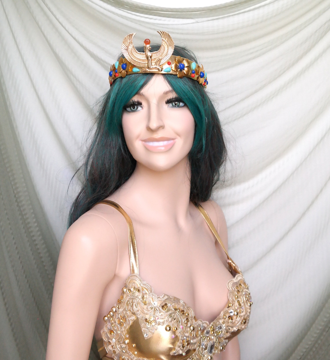 Egyptian headpiece Egyptian Goddess Crown Gold Headdress Etsy