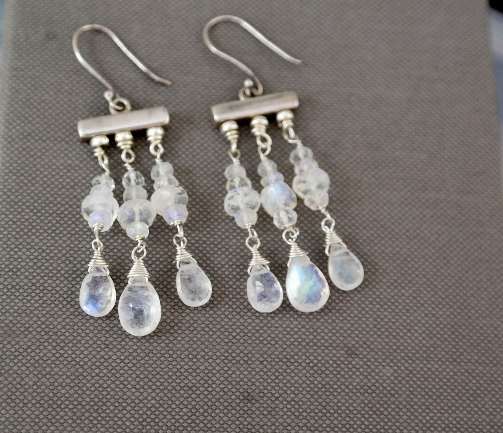 Moonstone Chandelier Earrings in Sterling Silver Chandelier Etsy UK