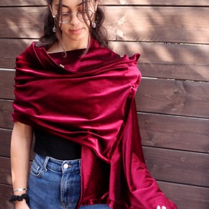 burgundy velvet shawl