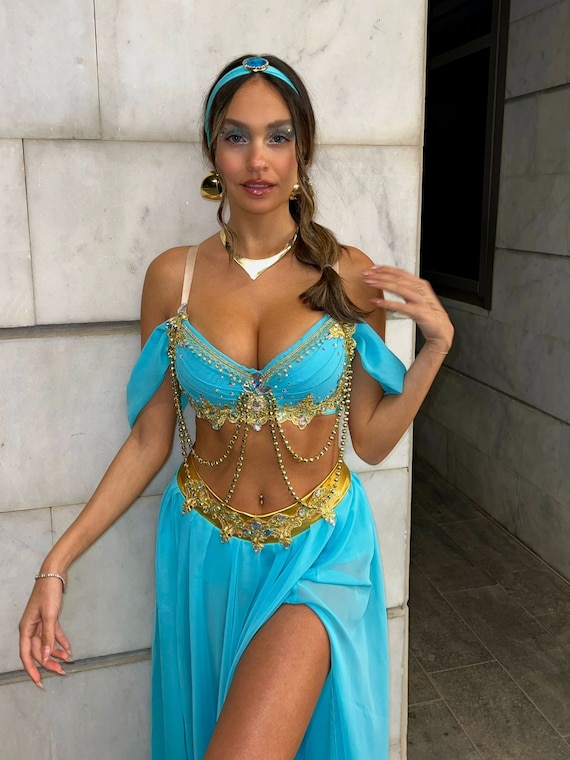 Princess Jasmine Costume Adult, Two Colors Available Princess Costume,  Custom Jasmine Halloween Costume, Princess Jasmine Cosplay -  Canada