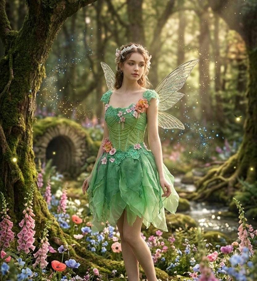 forest green fairy dress – Woodland Fantasy Corset Costume – Floral Fairycore Outfit Measure your Hips at