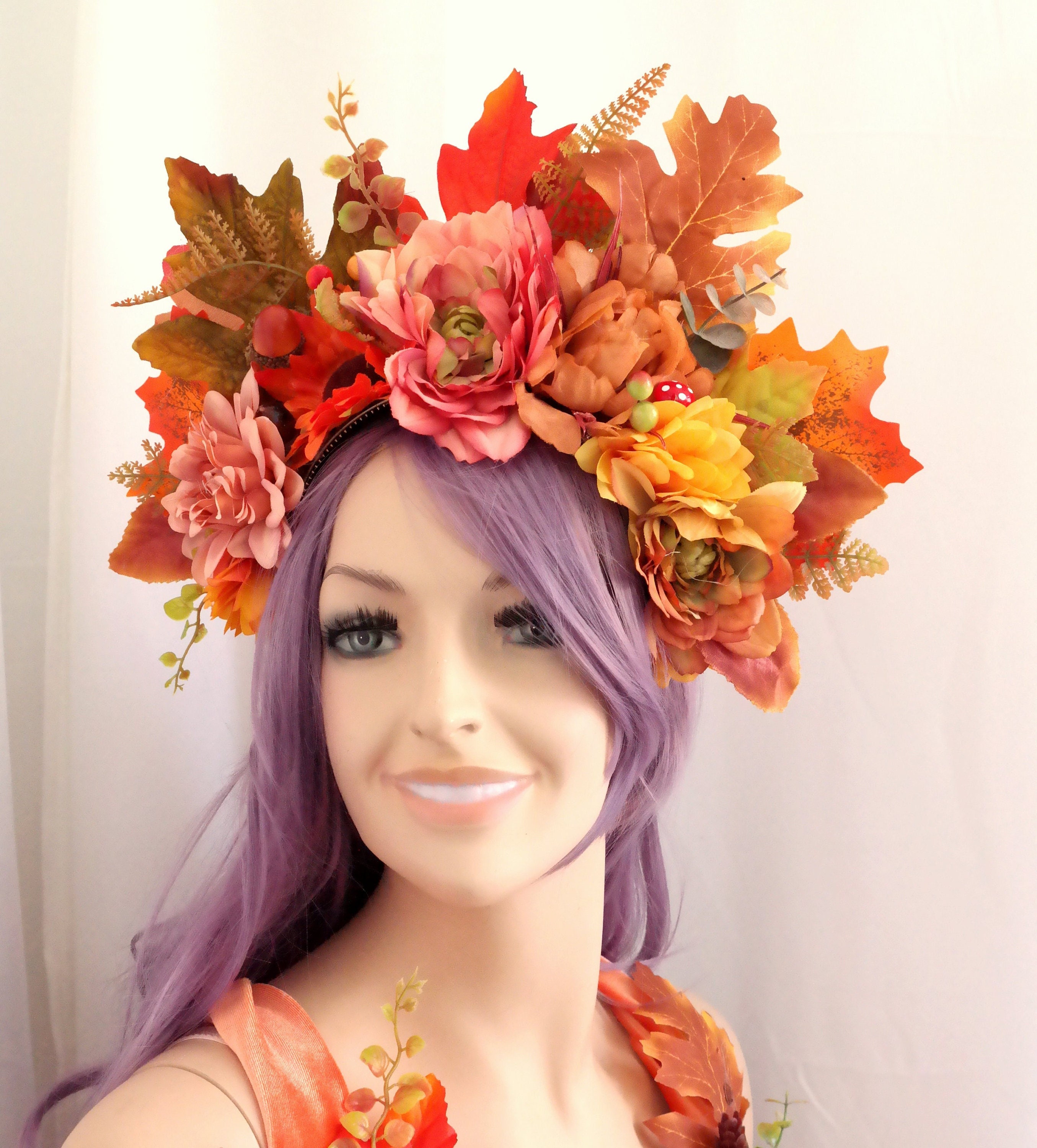 Couronne De Fée Dorée Avec Fleurs - Coiffe Elfique Pour Fête Renaissance, Cosplay, Séance Photo (Ajustable)