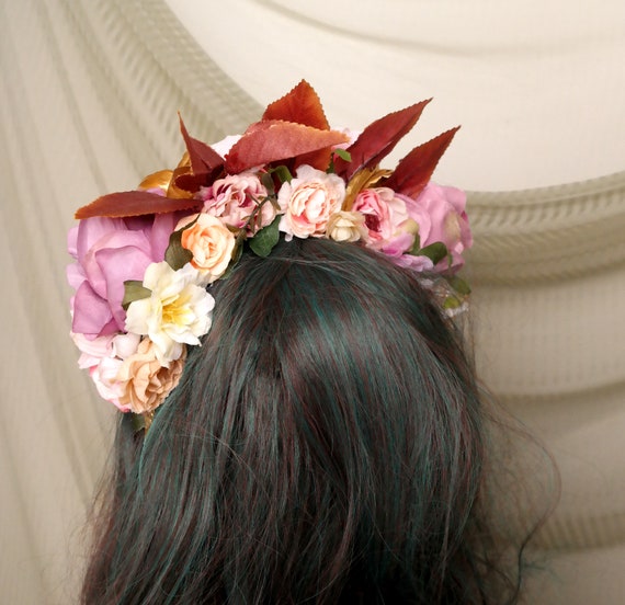 Fairy Flower Crown, Pink Floral Headpiece, Pink Flower Crown  display picture 1