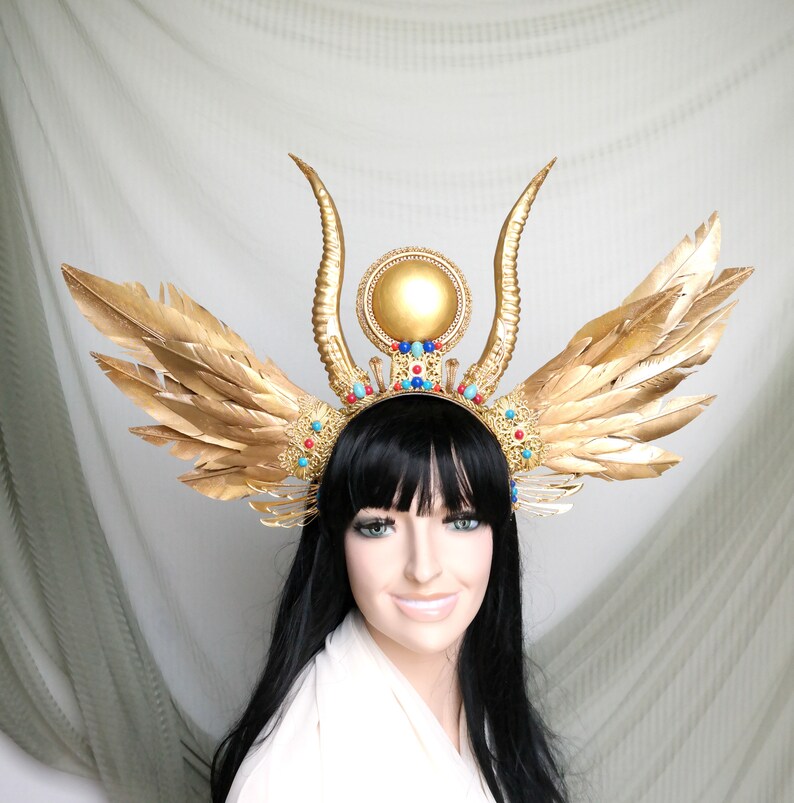 Egyptian headpiece Egyptian Goddess Crown Gold Headdress | Etsy