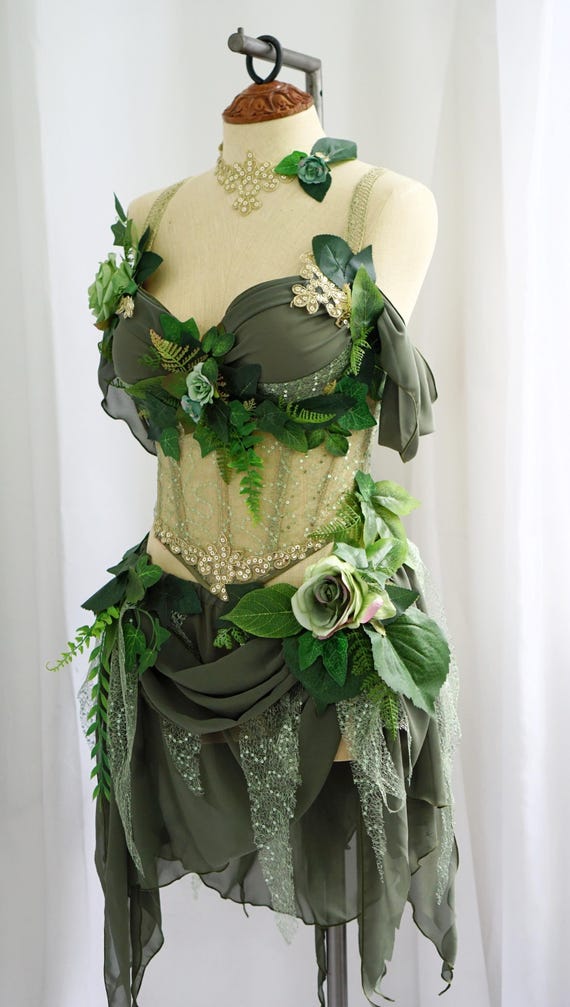 forest green fairy dress Handmade Woodland Measure your Hips at
