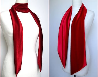 Velvet Scarf, Red Velvet Scarf, Skinny Scarf Velvet, Scarf Headband, Necktie, Neck Scarf, Headband, Turban, Autumn Gift Scarf