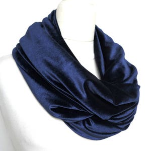 Velvet Scarf, Blue Velvet Scarf, Blue Infinity Scarf, Women Scarf, Adult Scarf, Circle Scarf, Winter Scarf, Autumn Gift Scarf