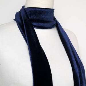 Blue Navy Velvet Scarf, Skinny Scarf Velvet, Scarf Headband,  Women&#39;s Skinny Scarf, Necktie, Neck Scarf, Headband, Turban, Autumn Gift Scarf