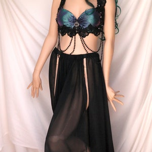 Chiffon Belly Dance Skirt, Sheer Panel Skirt, Burlesque Cosplay image 4