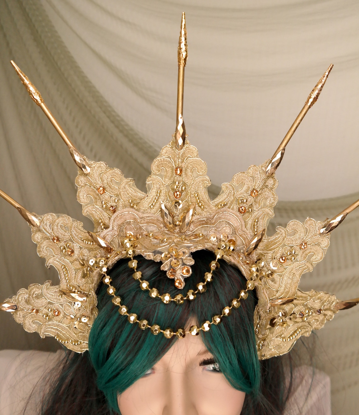 Gold Goddess Headpiece Spiked Halo Headdress Halo Headdress Etsy Israel