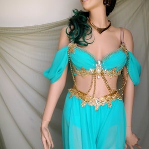 Princess Jasmine Costume Adult, Two colors available Princess Costume, Custom Jasmine Halloween Costume, princess jasmine cosplay Turquoise