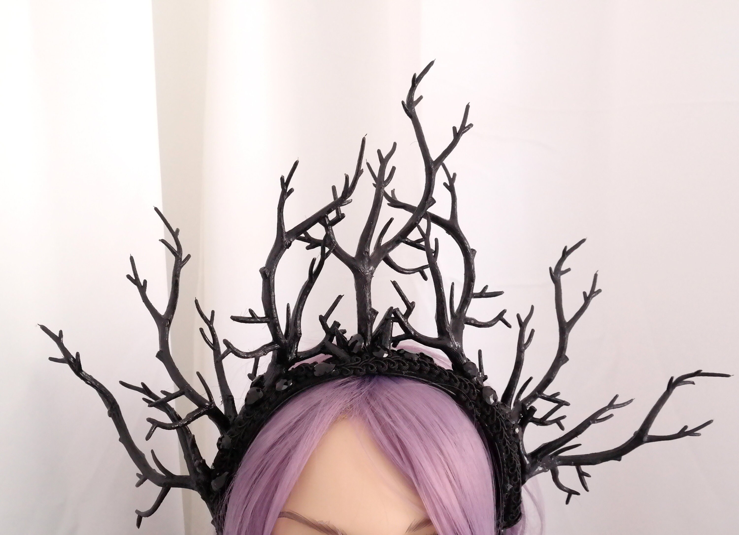 badaren Halloween Corna da Diavolo, 2 Pezzi Corno Diavolo con Collana Gotico Pizzo Nero, Cerchietto Con Corna, Costume Halloween Donna per Terrore Festa Cosplay Carnevale (Nero