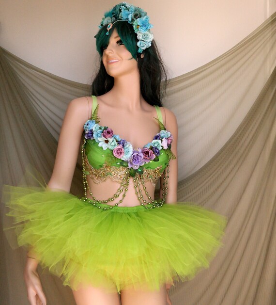 Rainbow Rave Bra and Tutu, Rainbow Fairy Rave Bra, Rainbow Costume