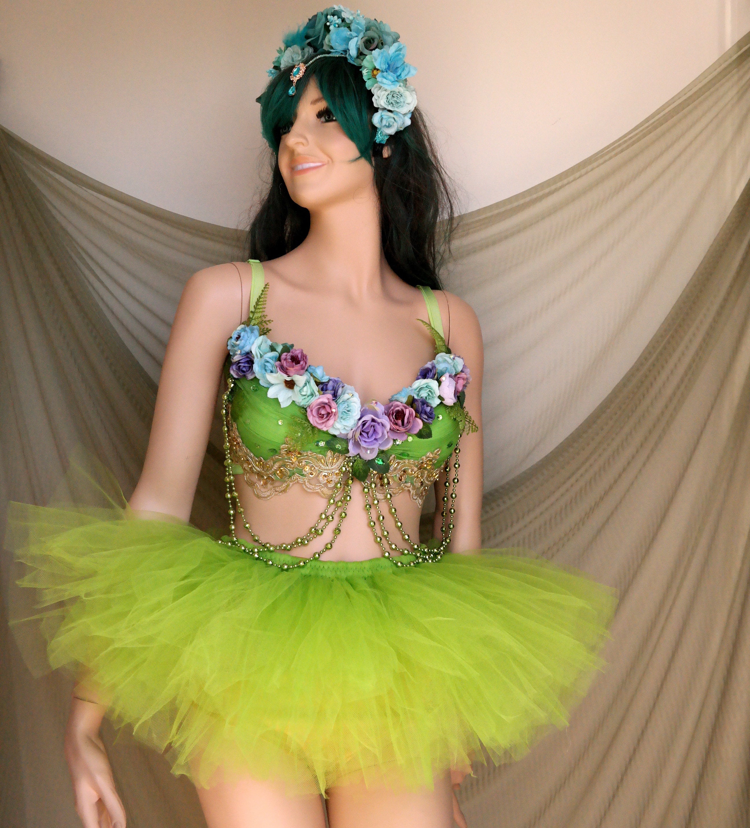 Adult Fairy Costume, Fairy Rave Bra and Tutu, Fairy Costume, Forest Fairy,  EDC Fairy, Green Fairy Costume, Rave Outfit, Sexy Princess -  Canada