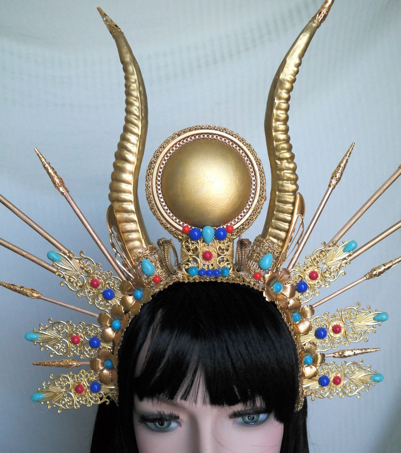 Egyptian Headpiece Egyptian Goddess Crown Gold Headdress Etsy