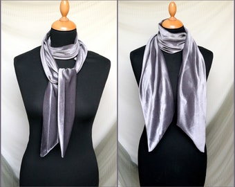 Silver Gray Velvet  Scarf, Scarf Headband, Gray Velvet Skinny Scarf, Women's Skinny Scarf, Necktie, Neck Scarf, Headband, Turban