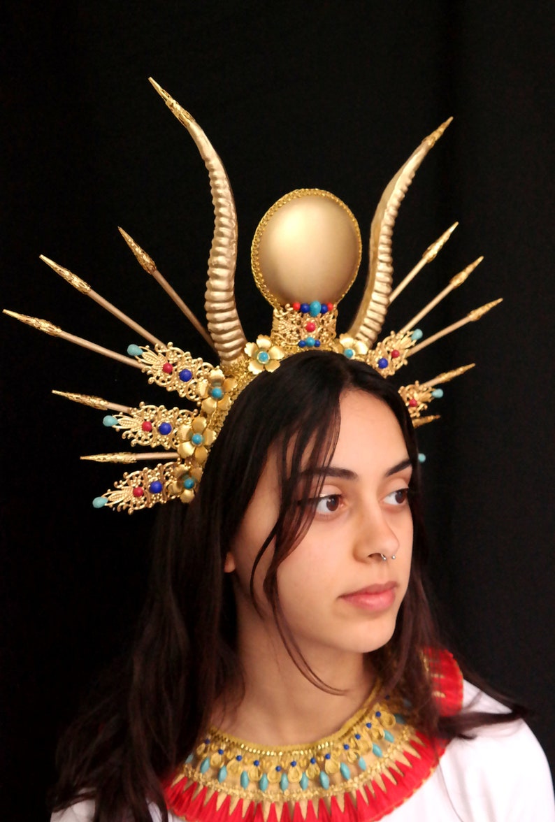 Egyptian Headpiece Egyptian Goddess Crown Gold Headdress Etsy