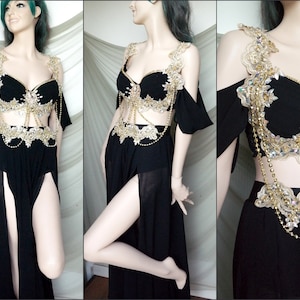 Medusa Costume, Black and Gold Fantasy dress, Dark fairy, vampire costume, Witch dress, Gothic dress, evil queen