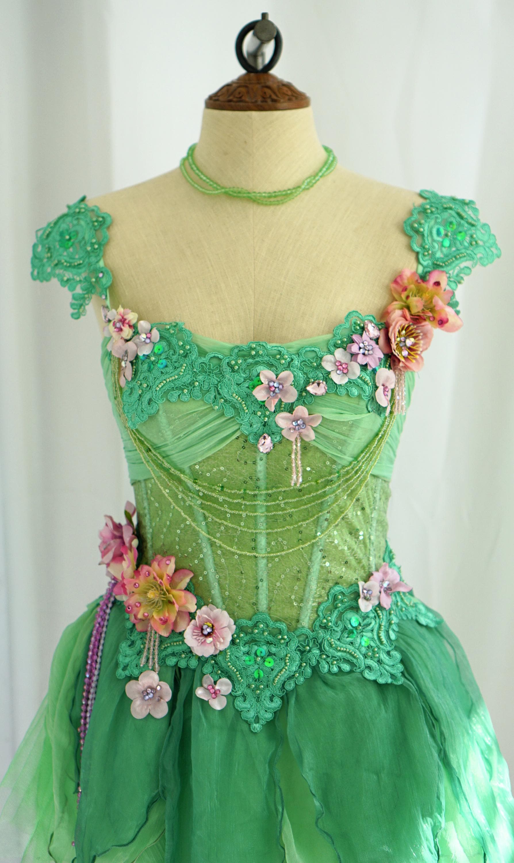light green fairy dress – Woodland Fantasy Corset Costume – Floral Fairycore Outfit modest luxury dress