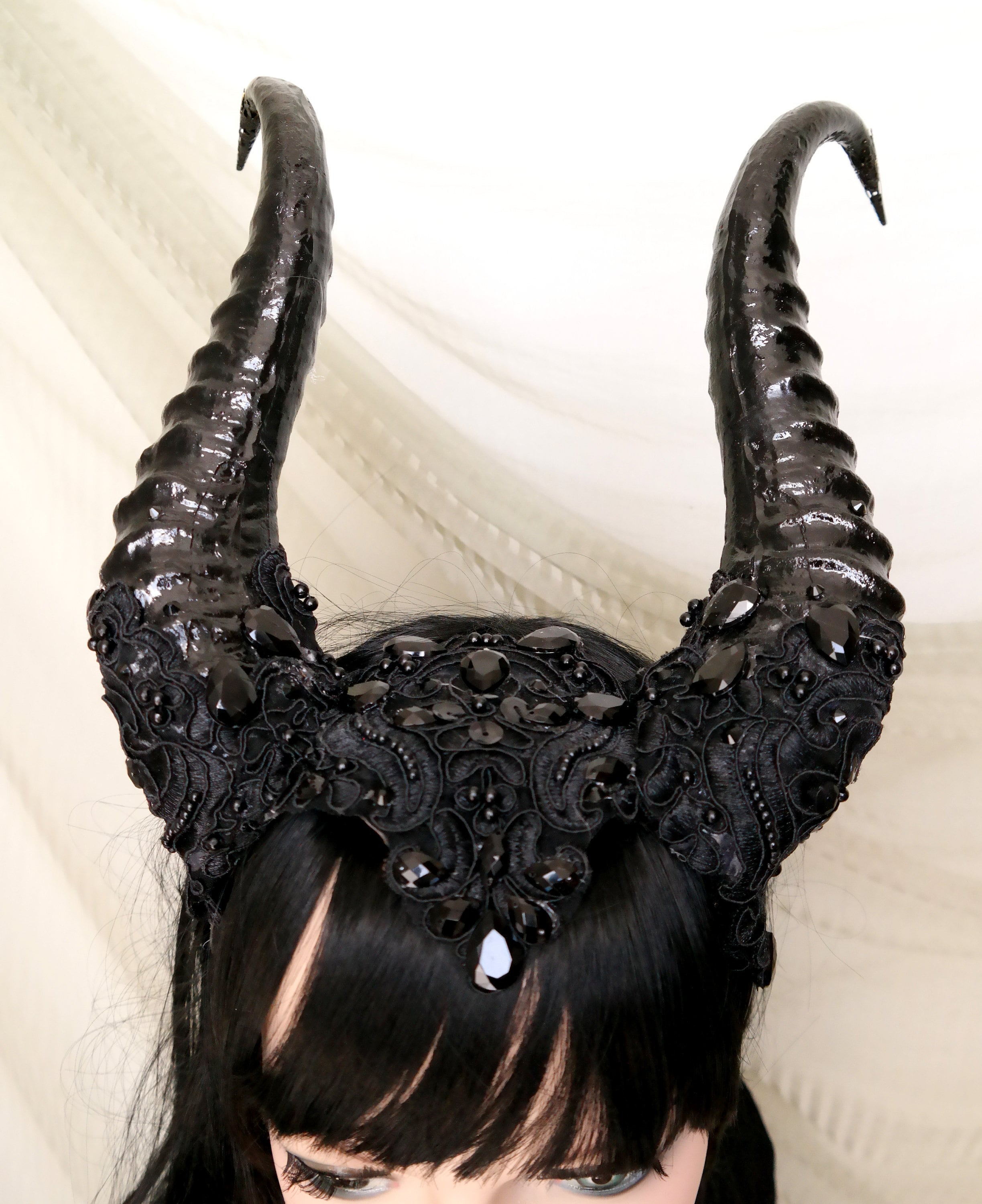 Maleficent horns headpiece Succubus Horn Headdress Dragons Etsy