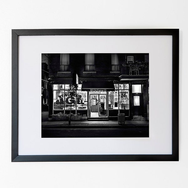 Saint-Viateur Bagel Shop - Quirky Montreal - Black & White Art Print with Mat, 11x14 in or 8x10 in