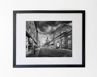 Bonsecours Market | Marché Bonsecours, in Montreal's Old Town - Elegant Black & White Art Print with Mat, 11x14 inches or 8x10 inches