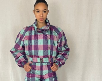 VINTAGE Purple, Magenta, Teal Plaid SKEA Paris/Vail Snowsuit