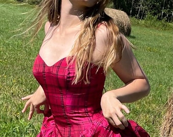 VINTAGE Bright and Bold: Betsey Johnson plaid formal dress