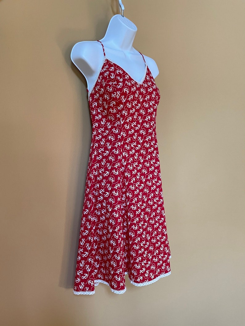 VINTAGE Betsey Johnson, sweet summer dress, red with white nautical pattern image 4