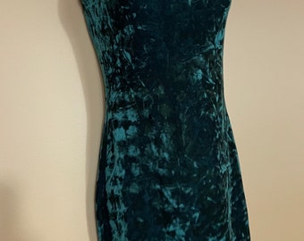 betsey johnson green velvet dress 1980s “Betsey Johnson” Punk Label Stretch Velvet Corset Bodice Dress –  butchwaxvintage main image 0
