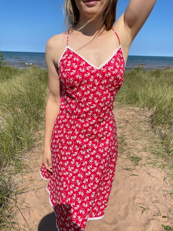 VINTAGE Betsey Johnson, sweet summer dress, red w… - image 2