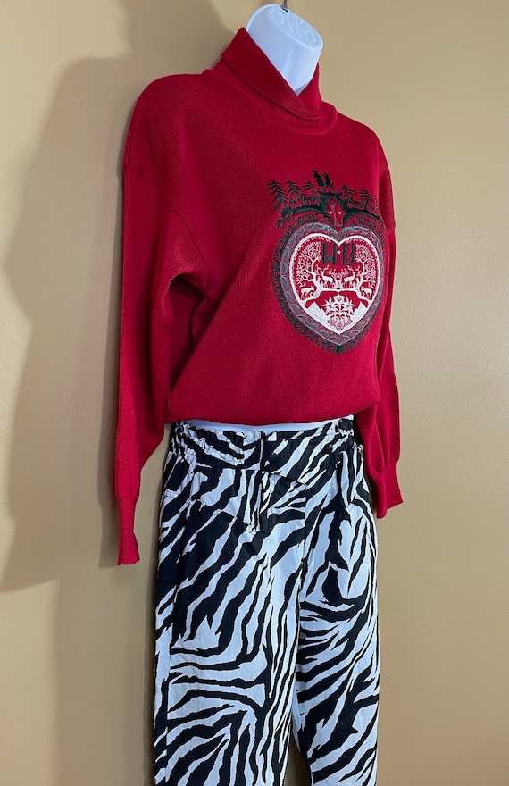 VINTAGE Hearts Bogner Crest unisex red ski sweater