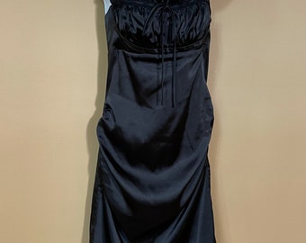 VINTAGE nights in black satin Betsey Johnson dress women's size 8