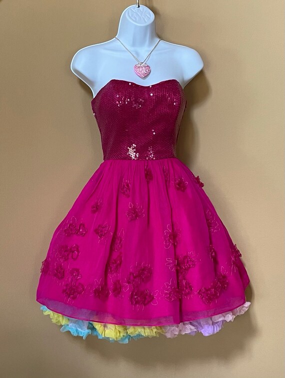 RETRO Y2k Betsey Johnson Strapless Dress Hot Pink Etsy Canada