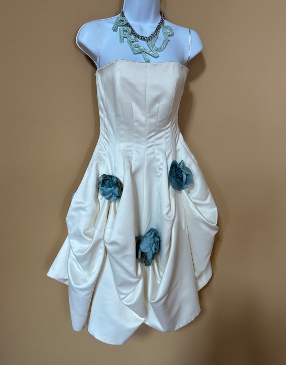 Vintage Betsey Johnson wedding dress white with bl