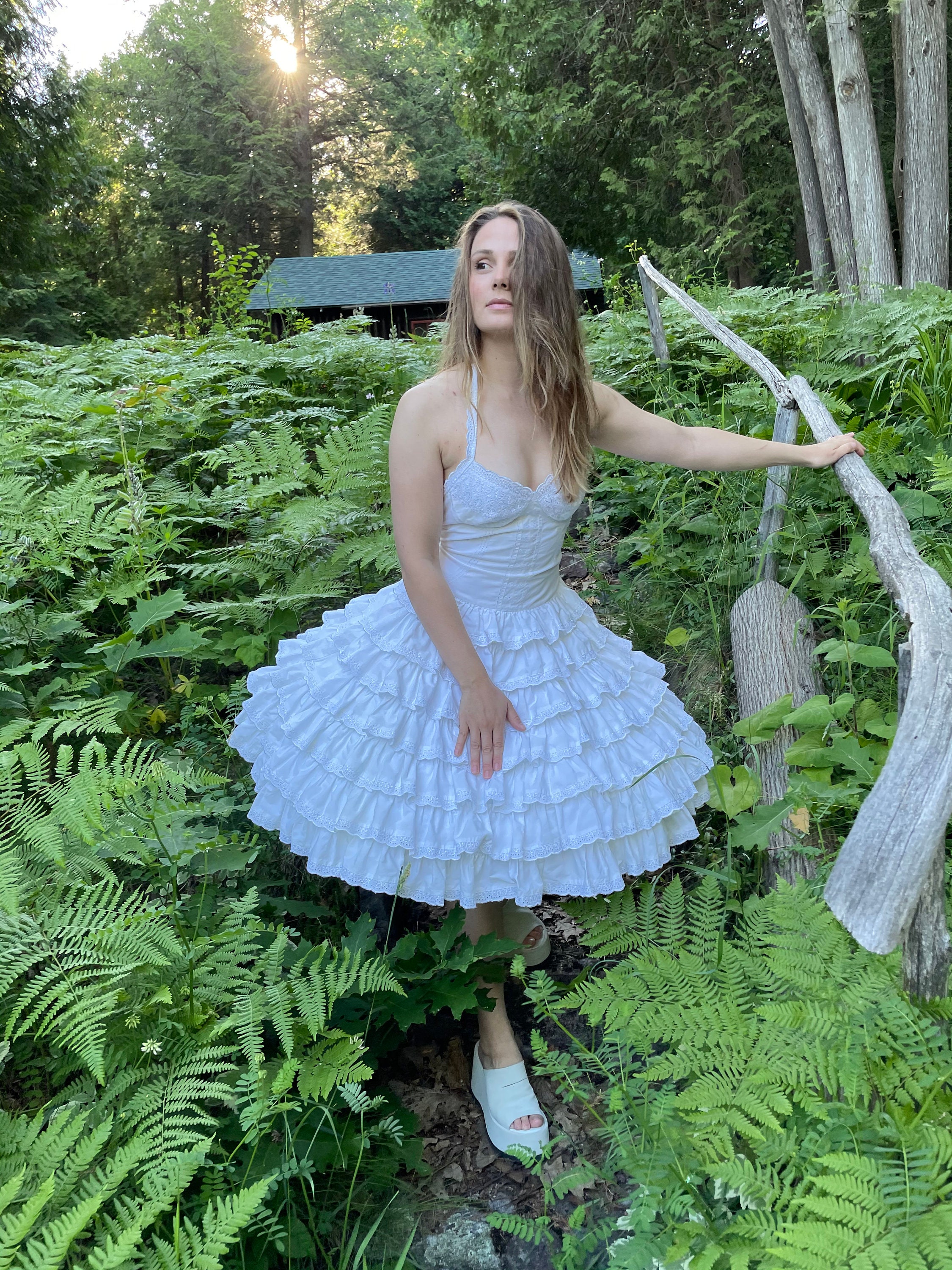 betsey johnson blue and white dress vintage cupcake dress from Betsey Johnsons evening