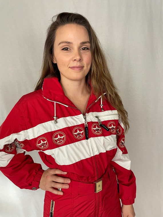 VINTAGE Spicy Red and White Bogner women's ski sui