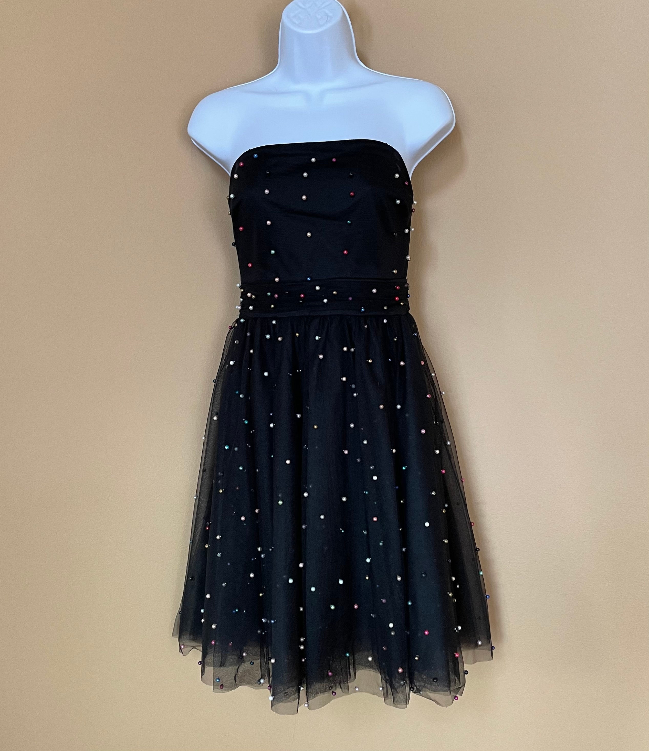 RETRO Y2k Betsey Johnson Black Beaded Tulle Dress With Colored Beads  Women's Size 4 - Etsy