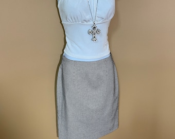 VINTAGE Andrea Jovine designer houndstooth pencil skirt, black and white, women's size 6