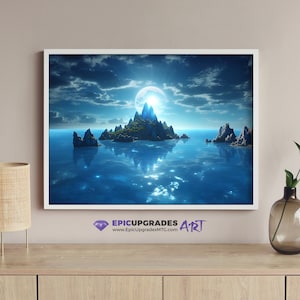 Island Wall Art - Fantasy Land Series | 24&quot;x18&quot; Magic the Gathering Inspired Artwork Blue MTG Poster